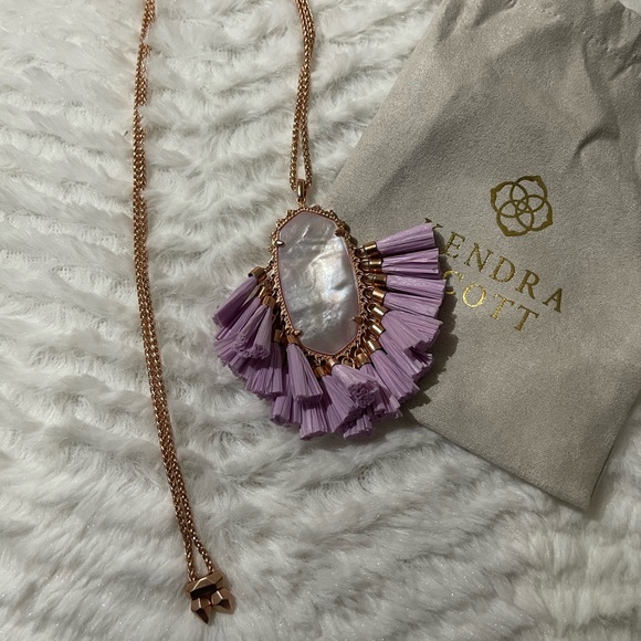 Kendra Scott Rose Gold Betsy Tassel Necklace in Iridescent Lilac Mother of Pearl - Picture 6 of 6